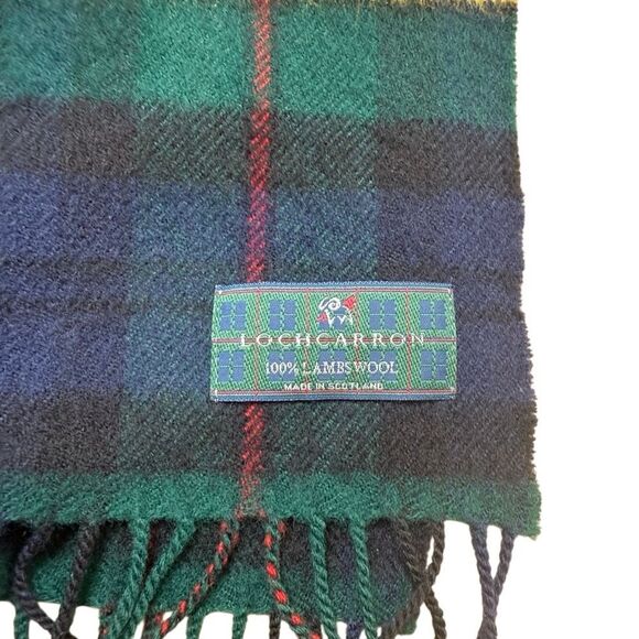 Lochcarron Lambs Wool Blue Plaid Tartan Tassel Scarf made in Scotland - Picture 4 of 4